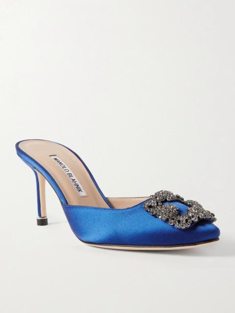 Manolo Blahnik Hangisimu 70 embellished satin mules Royal blue
