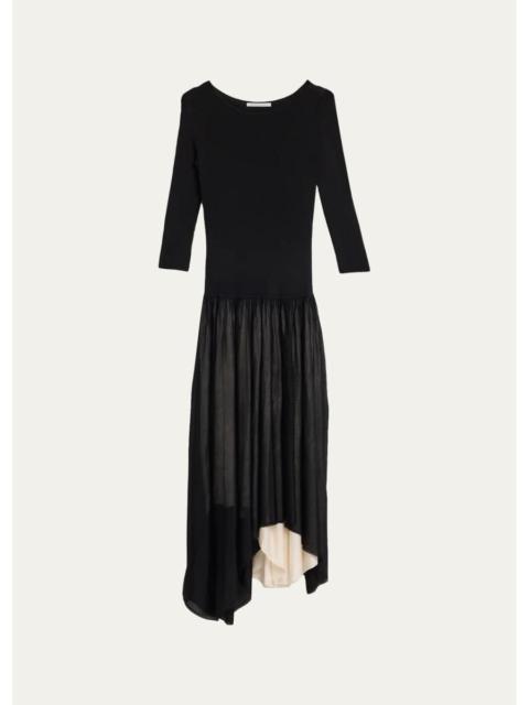 MARIA McMANUS Boat-Neck Colorblock Midi Dress