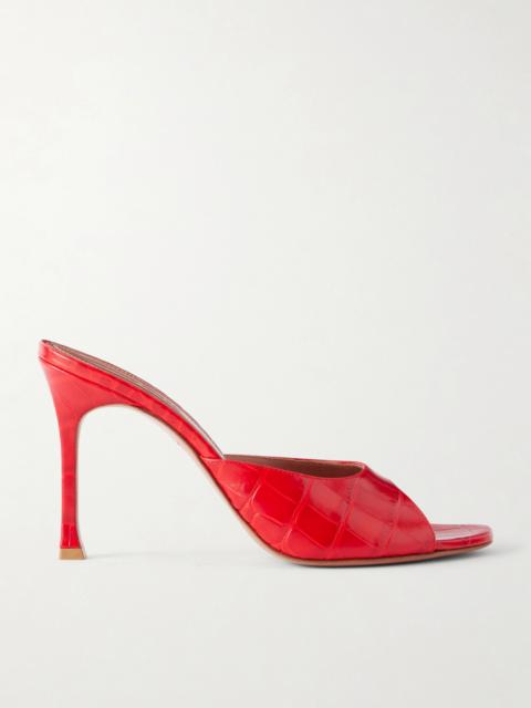 Amina Muaddi Alexa 95 Croc-effect Leather Mules