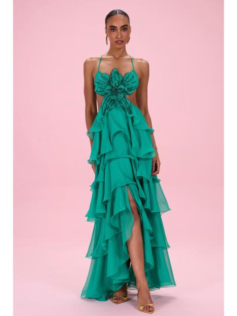 PatBO FLORAL CHIFFON EMBROIDERED GOWN