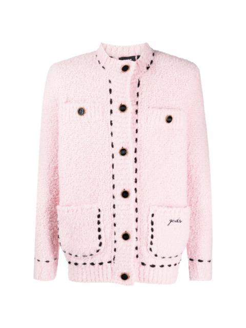 contrast-stitching bouclé jacket