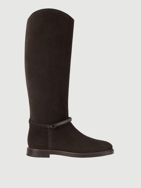Brunello Cucinelli Suede boots with precious strap