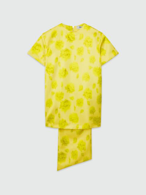 MSGM Duchesse short dress with sash and rose print
