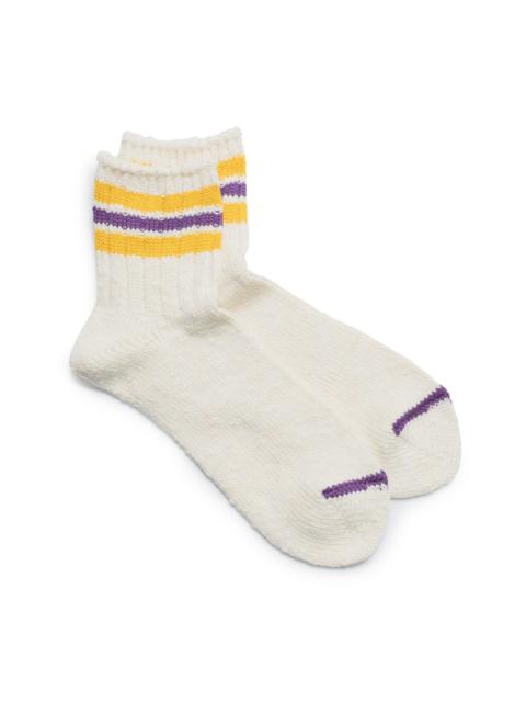 Anonymous Ism 3Line Slub Q Sock Ivory x Yellow x Purple