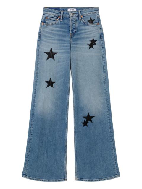 RE/DONE star-details wide-leg jeans