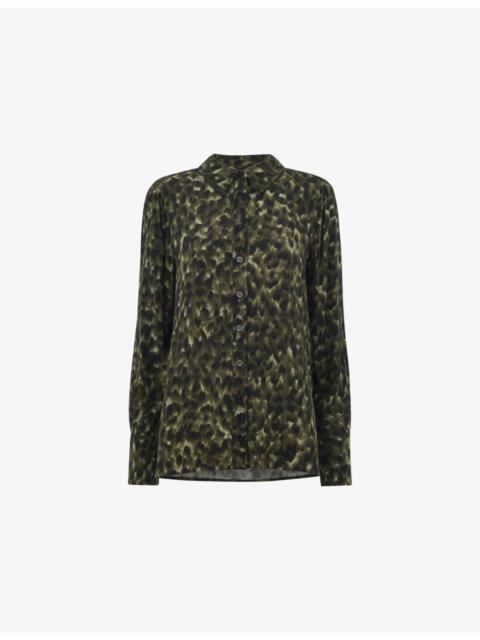 WHISTLES Animal-Print Regular-Fit Woven Shirt