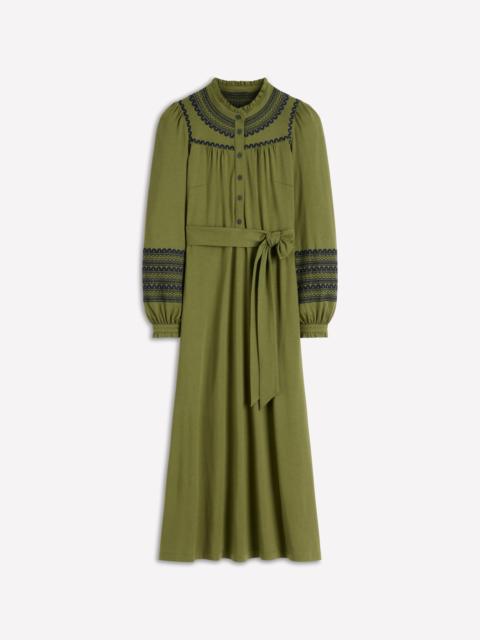 BODEN Embroidered Jersey Shirt Dress-Olive