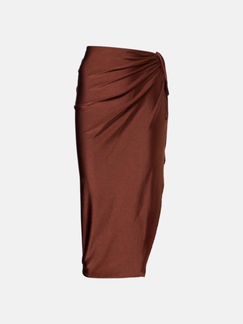 ADRIANA DEGREAS Solid Ruched gathered midi skirt