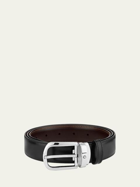 Montblanc Men's Horseshoe-Buckle Reversible Leather Belt