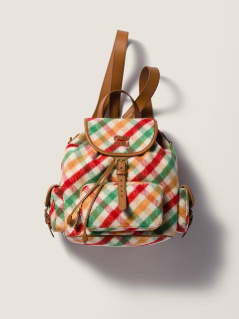 Miu Miu Plaid and leather backpack