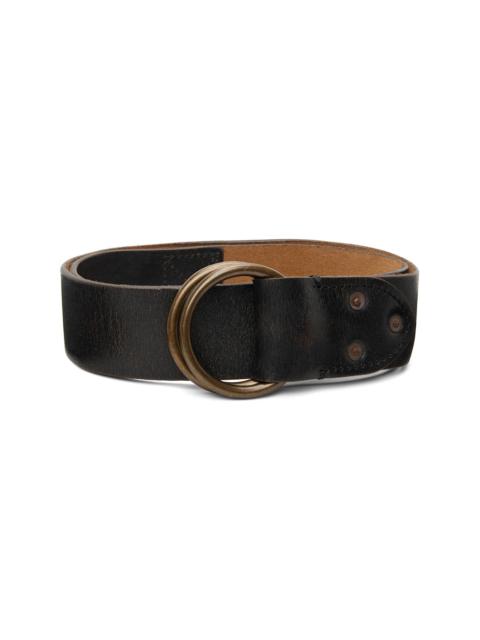 RRL by Ralph Lauren Black Leather Double–O-Ring Belt