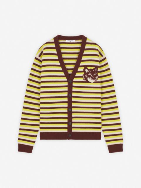 Maison Kitsuné FOX HEAD INTARSIA STRIPED COMFORT CARDIGAN