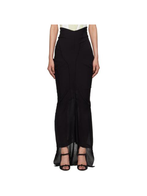 TALIA BYRE Black Draped Maxi Skirt