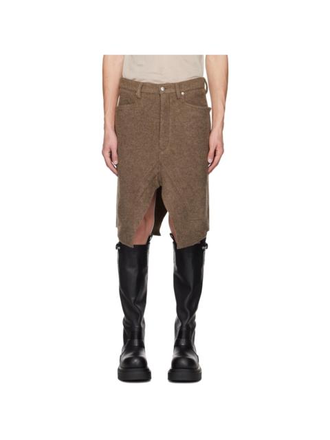 Rick Owens Brown Lodenette Skirt