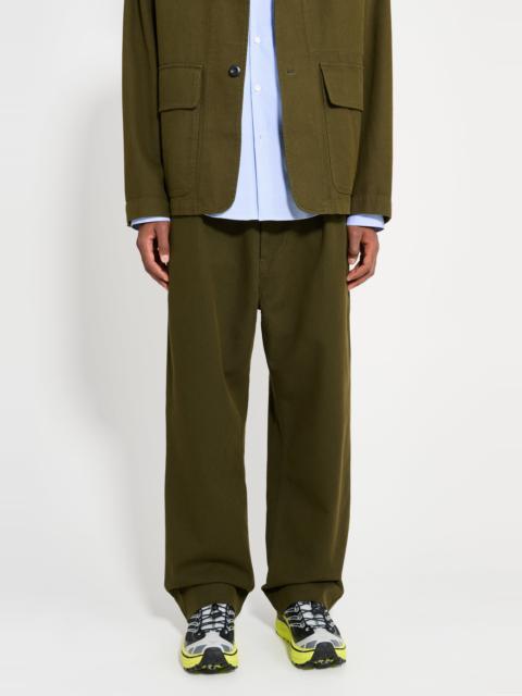 MARGARET HOWELL MARGARET HOWELL MHL SLIDE ADJUSTOR TROUSER COTTON WOOL DRILL MOSS
