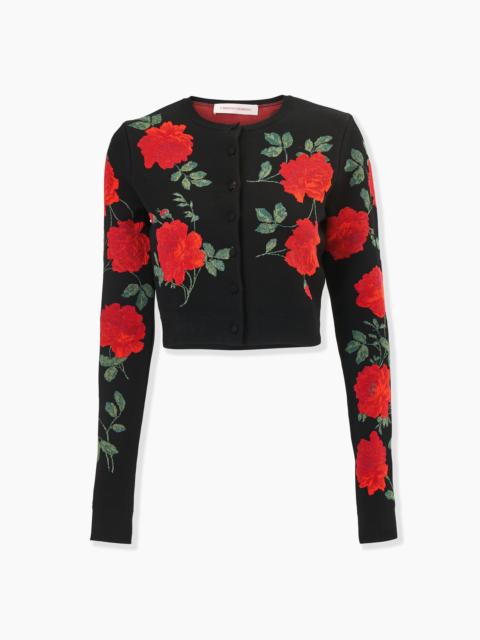 CAROLINA HERRERA Rose Jacquard Cropped Cardigan