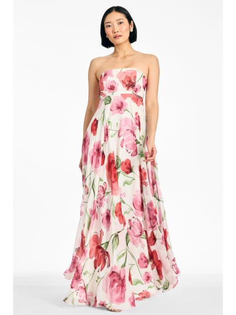 SACHIN & BABI EMBELLISHED AMES GOWN - GRANDE WATERCOLOR POPPIES
