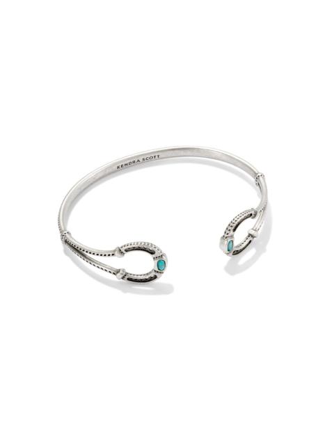 KENDRA SCOTT Noble Vintage Silver Horseshoe Cuff Bracelet in Variegated Dark Teal Magnesite