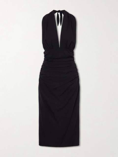 Dolce & Gabbana Halterneck Backless Silk-blend Midi Dress