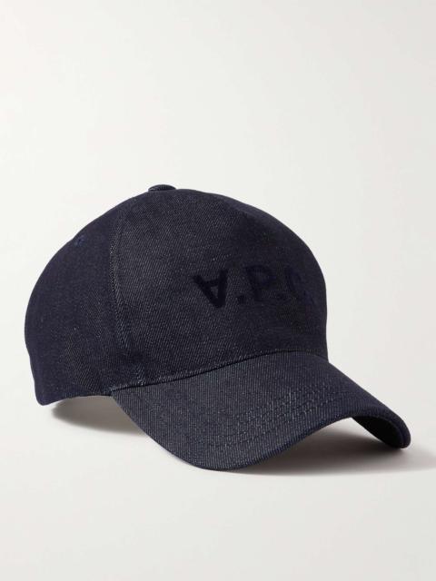 Logo-Flocked Denim Baseball Cap