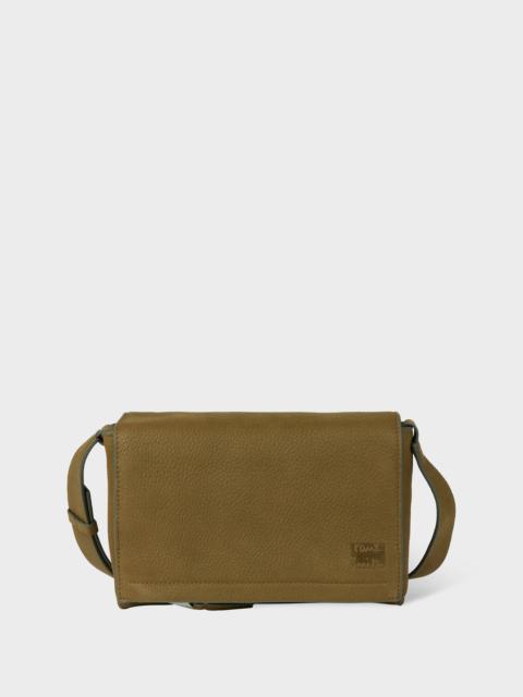 Paul Smith Khaki Leather Flap Over Cross-Body Bag