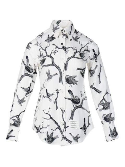 bird print button classic top