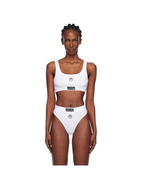 Marine Serre White Moon Logo Stretched Jersey Bra