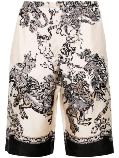 GUCCI graphic-print silk shorts