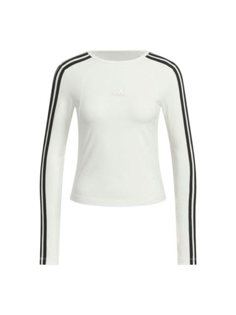 adidas (WMNS) adidas 3-Stripes Long Sleeves T-Shirt 'White' JW4643