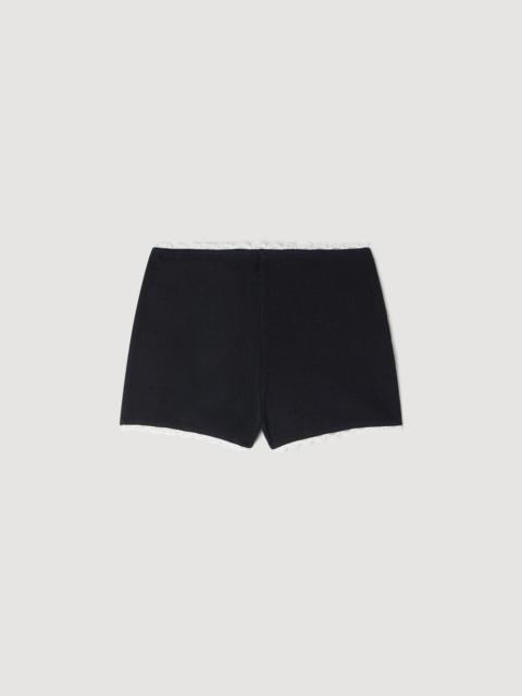 Sandro BEADED EMBROIDERED RIBBED SHORTS