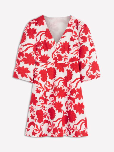 BODEN Marla Linen Blend Short Dress-Red Elegant Blossom
