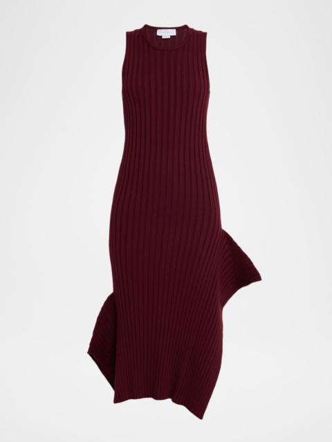 Stella McCartney Asymmetric Hem Rib Knit Midi Dress