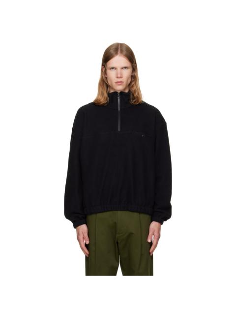 vowels Black Quarter Zip Fleece Sweater