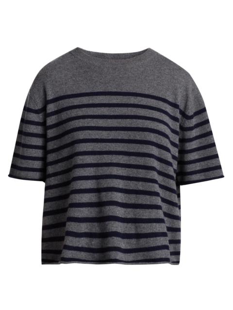 LISA YANG Women's Cila Striped Cashmere Relaxed-Fit T-Shirt - Graphite Navy
