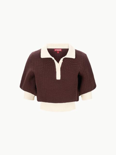 STAUD STAUD ALTEA SWEATER DARK CHOCOLATE IVORY