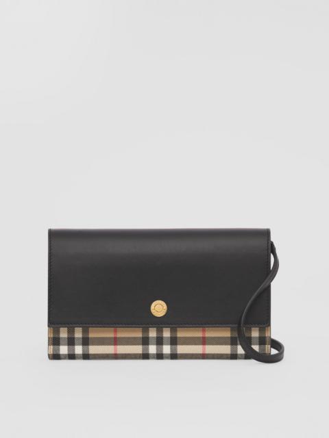 Burberry Check and Leather Wallet with Detachable Strap