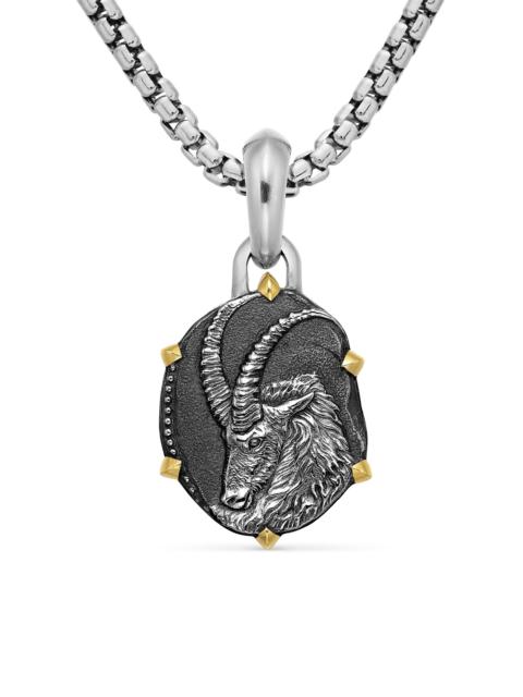 DAVID YURMAN Men's Pisces Amulet in Sterling Silver with 18K Yellow Gold, 33mm - Capricorn