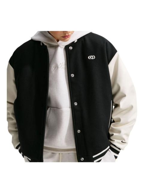 Nike (WMNS) Nike x Caitlin Clark Varsity Jacket 'Black Pale Ivory' JA1575-010