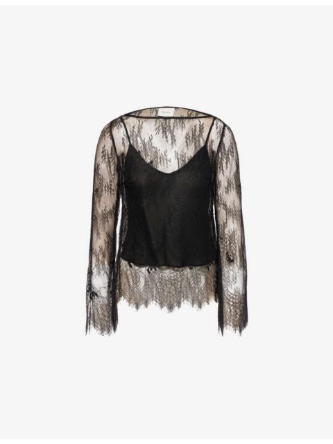 Reformation Marlow Sheer Lace Cropped Top