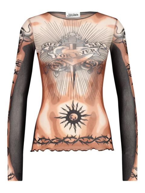 Jean Paul Gaultier long-sleeves tattoo-print top