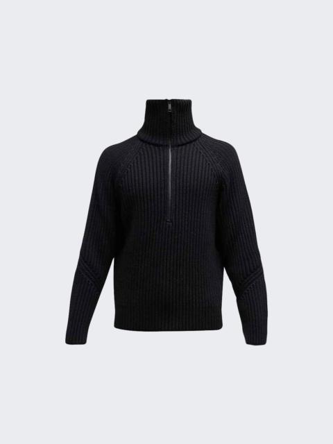 Half-Zip Mock Neck Knit Sweater Black Black