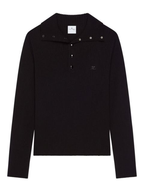 courrèges ribbed-knit polo sweater