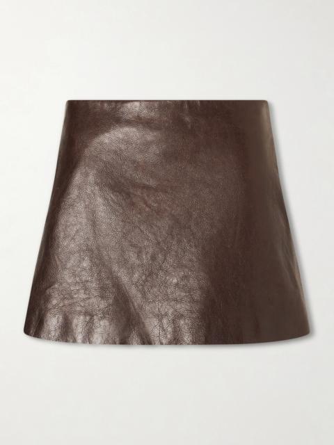 BALENCIAGA Crinkle Leather Mini Skirt