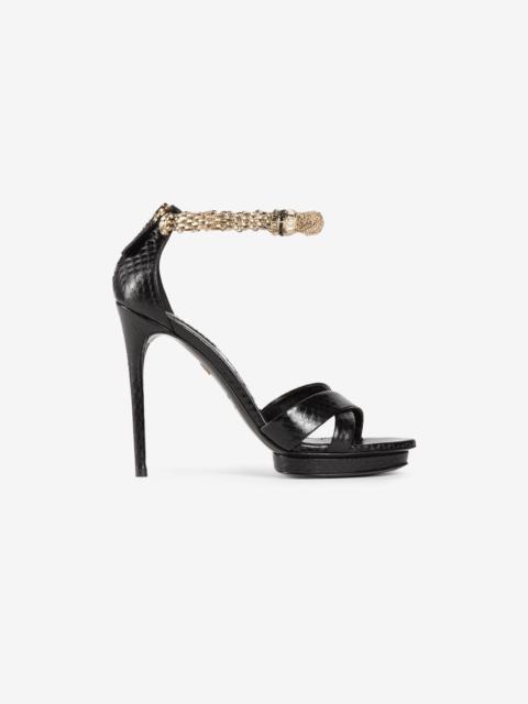 Roberto Cavalli Crystal-Embellished Panther Head Sandals