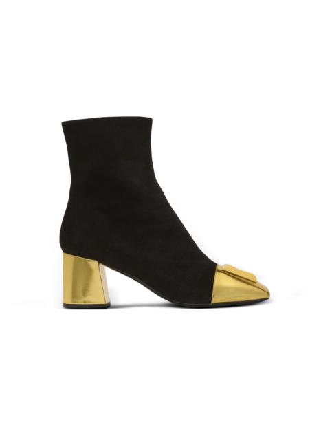 Edna ankle boots in suede and mirrored leather