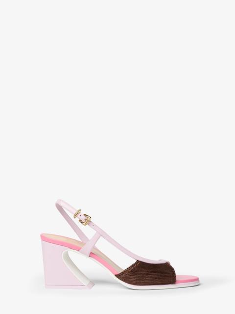 FENDI Fendi Arco Black knit and lilac nappa leather medium-heeled sandal