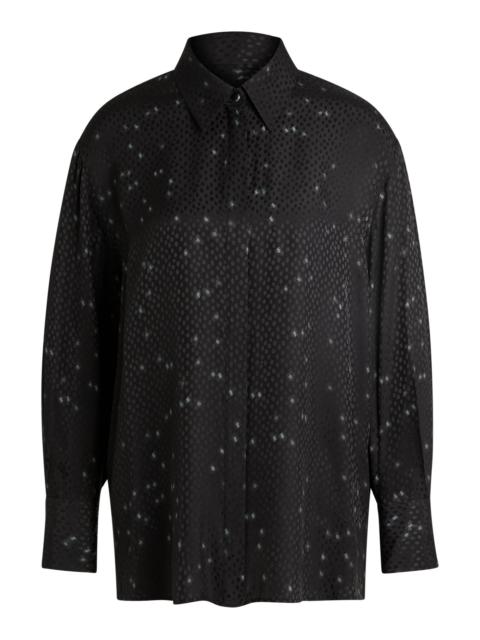BOSS LOOSE-FIT BLOUSE WITH PRINT AND DOT JACQUARD