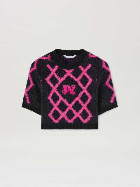 Palm Angels MONOGRAM ARGYLE Crop TOP