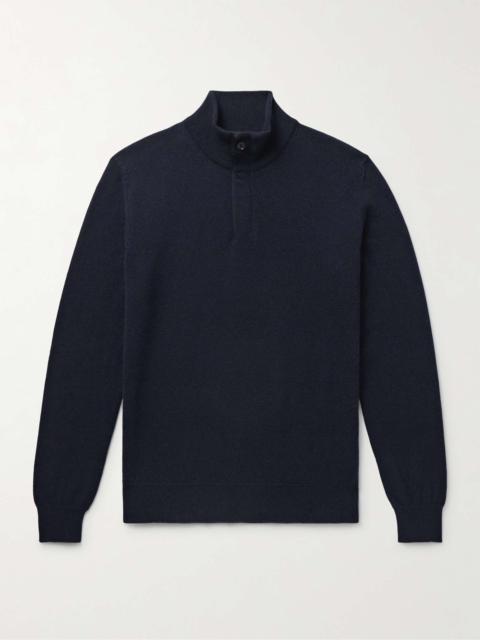 ZEGNA Oasi Nubuck-Trimmed Cashmere Half-Zip Sweater