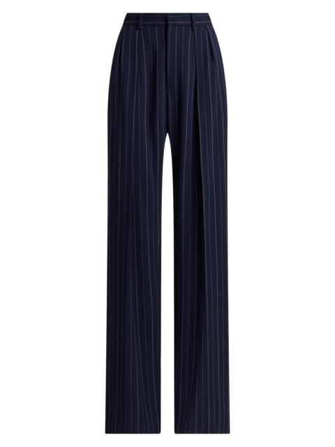 Ralph Lauren Women's Jody Striped Pleat-Front Wool Pants - Icon Navy Multi